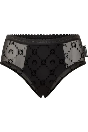 Marine Serre Calzones Slip in Rete Flock Moonogram