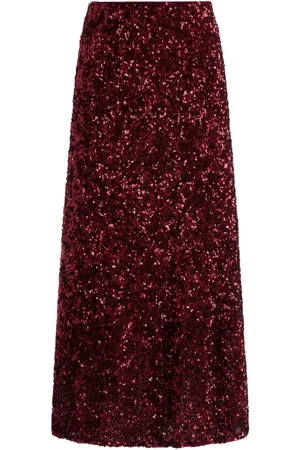 ALICE+OLIVIA Falda acampanada bordada con lentejuelas