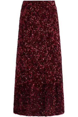 ALICE+OLIVIA Falda acampanada bordada con lentejuelas