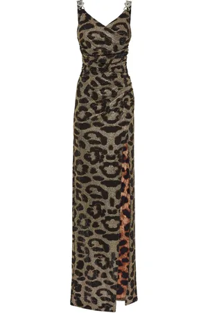 Philipp Plein Vestido largo con estampado de leopardo
