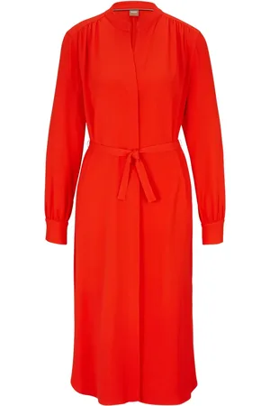 HUGO BOSS Vestido camisero midi con moño en la pretina