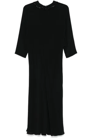 Nº21 Vestido midi con ribete de mostacillas