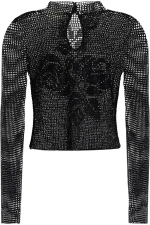 MAGDA BUTRYM Blusa tejida de crochet con encaje