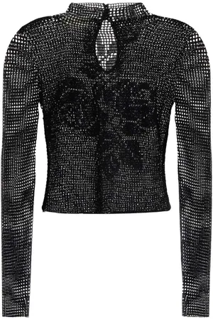 MAGDA BUTRYM Blusa tejida de crochet con encaje