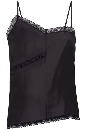Maison Margiela Top de seda con detalle de encaje