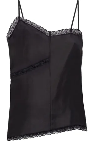 Maison Margiela Top de seda con detalle de encaje
