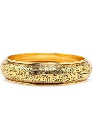 Saint Laurent Pulsera 20th Century Gold Plated Floral Arabesques Bangle