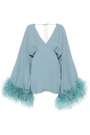 ‎Taller Marmo‎ Vestido corto con ribete de plumas