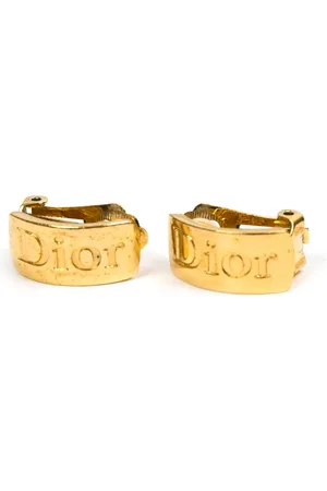 Dior Aretes de clip con logo grabado 1990