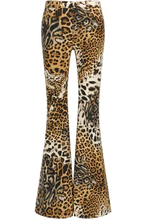 Roberto Cavalli Pantalones acampanados con estampado de leopardo
