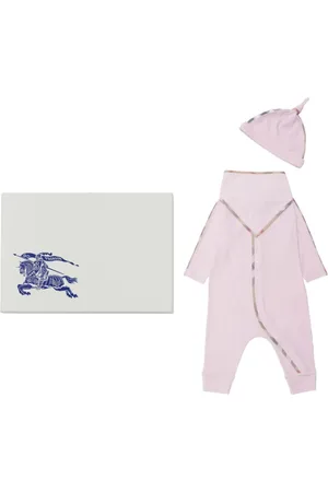 Burberry Set de tres mamelucos con ribete a cuadros