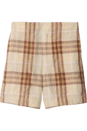 Burberry Shorts de lino con cuadros estampados