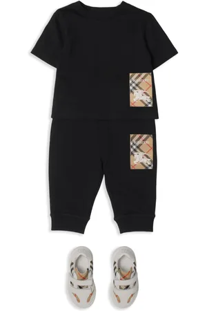 Burberry Playera con parche del logo y cuadros estampados