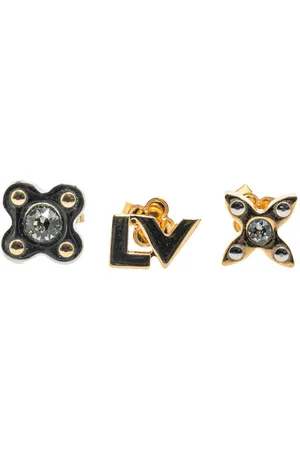LOUIS VUITTON Aretes Gold Plated Love Letters Crystal Push Back 2014