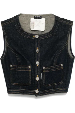 CHANEL Chamarra Sleeveless Vest Denim 1996