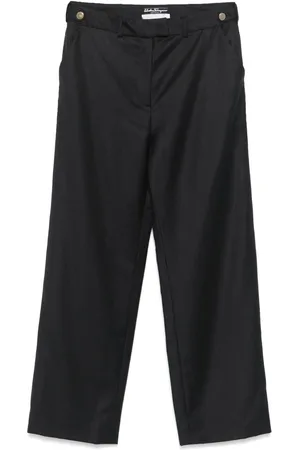 Salvatore Ferragamo Pantalones con rayas diplomáticas estampadas 1990