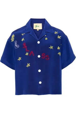 Glass Cypress Camisa de seda con bordado Nightsky