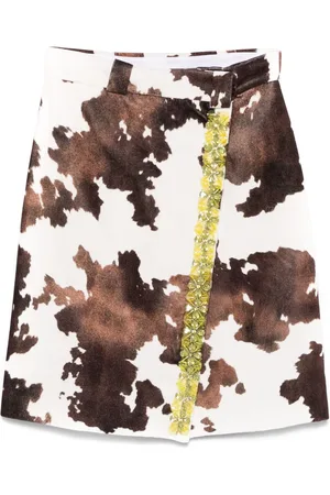 Des Phemmes Falda midi con vaca estampada