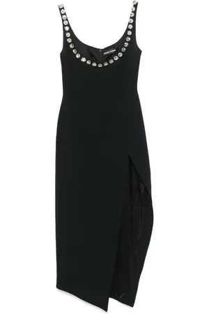 DAVID KOMA Vestido midi con detalles de cristal