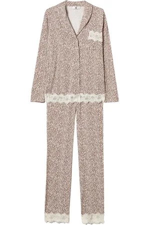 Twin-Set Pijama estampado con ribete de encaje