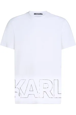 Karl Lagerfeld Playera con logo estampado metalizado
