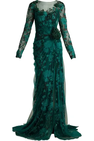 Tadashi Shoji Vestido de fiesta de tul con aplique floral
