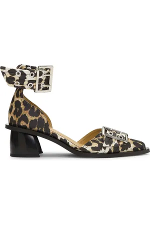 Ganni Zapatillas con hebilla y estampado de leopardo