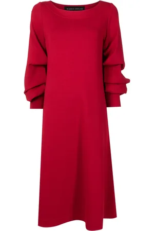 Gloria Coelho Vestido midi con mangas plisadas