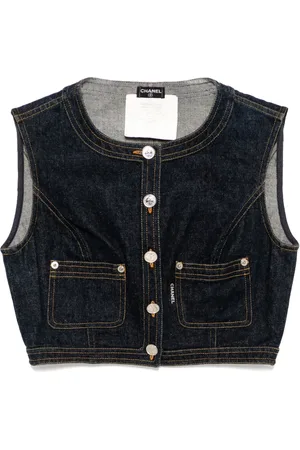 CHANEL Chamarra Sleeveless Vest Denim 1990-2000