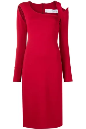 Gloria Coelho Vestido midi con cuello asimétrico