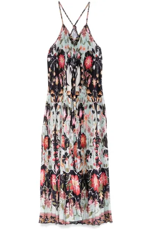 Farm Rio Vestido midi con diseño plisado sin mangas