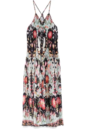 Farm Rio Vestido midi con diseño plisado sin mangas