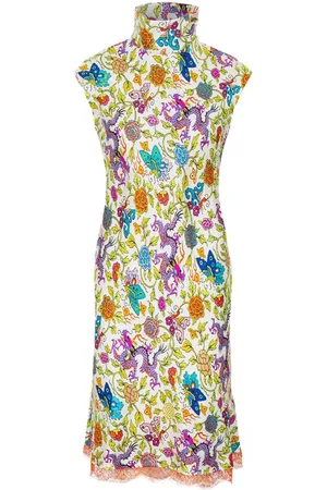 SHANGHAI TANG Vestido de seda con estampado floral