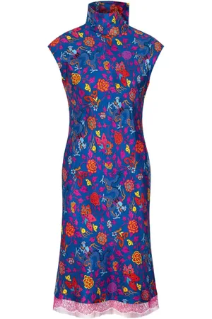SHANGHAI TANG Vestido de seda con estampado floral