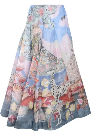 ZIMMERMANN Falda plisada con ilustración estampada