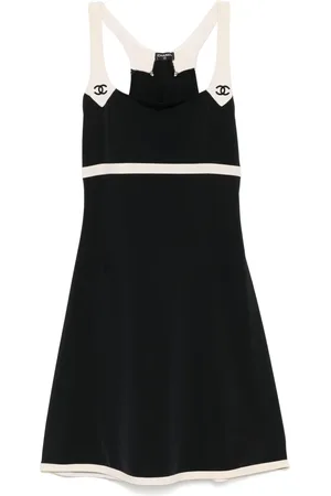 CHANEL Vestido de playa con logo CC bordado 2000