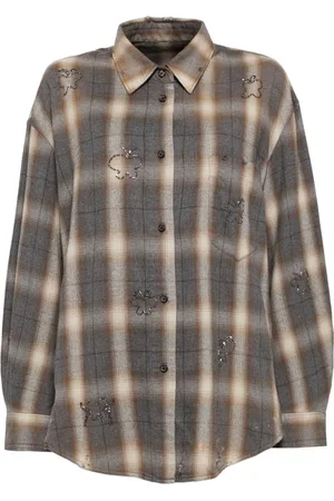 JNBY Camisa de franela con mostacillas