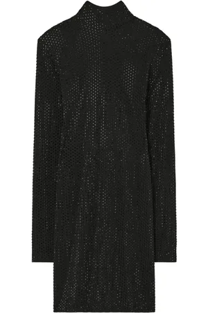 Tory Burch Vestido con detalles de cristal y cuello vuelto