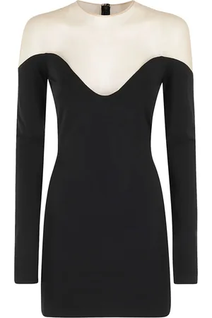 DAVID KOMA Vestido corto con panel de malla