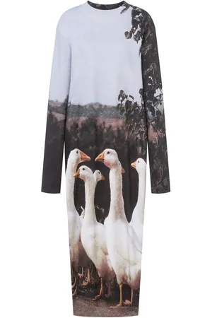 Moschino Vestido midi con motivo de ganso