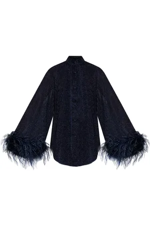 Oseree Blusa con detalles de plumas