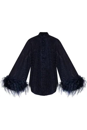 Oseree Blusa con detalles de plumas