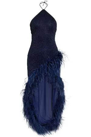 Oseree Vestido corto con ribete de plumas