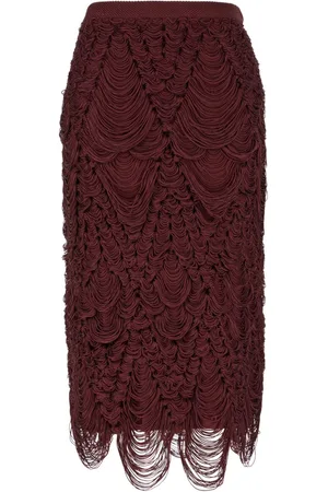 Salvatore Ferragamo Falda midi con flecos