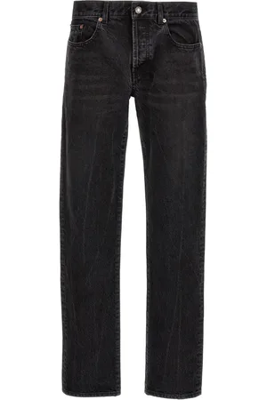 Saint Laurent Jeans rectos con placa del logo