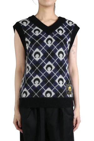 Marine Serre Moon Argyle knitted vest