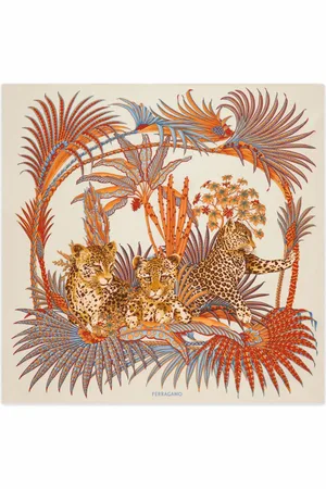 Salvatore Ferragamo Mascada de seda con estampado de leopardo