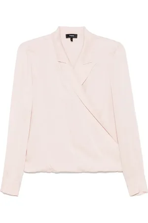 THEORY Blusa cruzada con solapas de pico