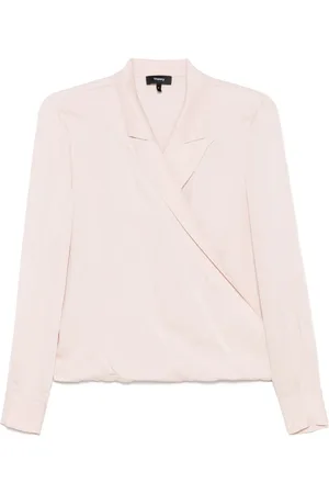 THEORY Blusa cruzada con solapas de pico