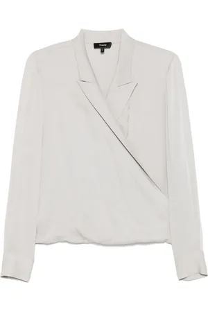 THEORY Blusa cruzada con solapas de pico